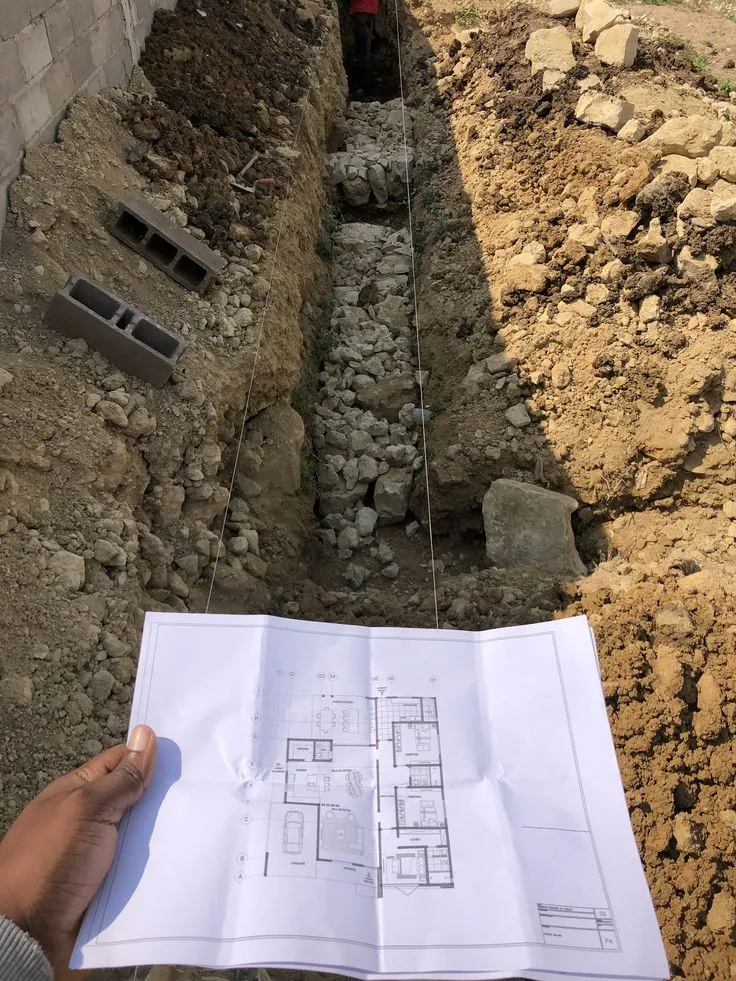 Tranchée de câblage et plan d'exécution sur chantier KMM Service